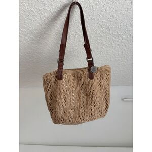 THE SAK Silverwood Crochet Shopper Tote Purse Alpine Beige Boho Bucket Bag